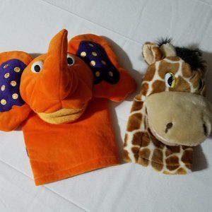 Gymboree Elephant Puppet VGUC+, Aurora Giraffe Puppet VGUC.